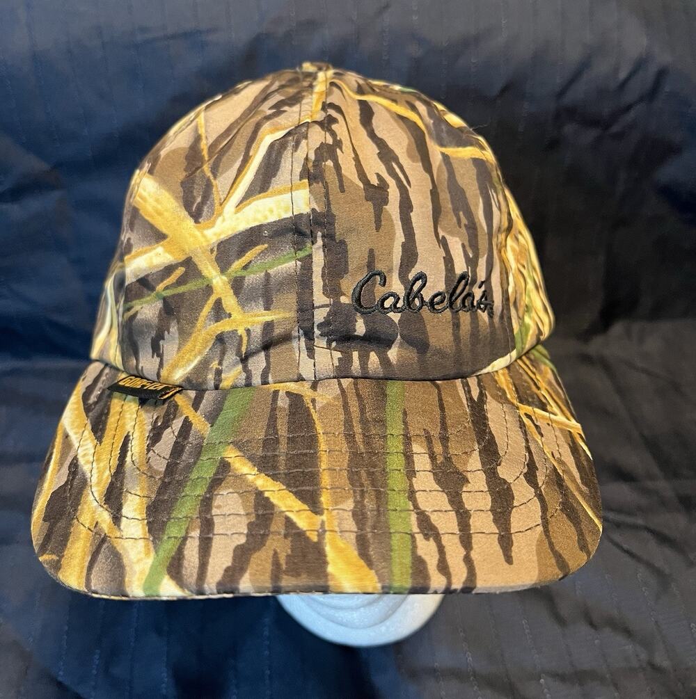 Vintage Cabela's Hat Cap Strap Back Mens Camo Gore-Tex Waterproof Hunting USA